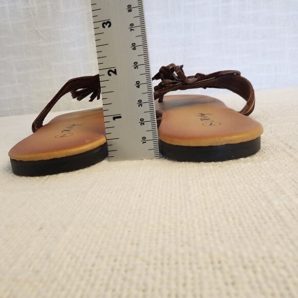 NWOT M Style Slip On Sandals Flat Heel Brown Faux Leather and Suede W - 7  A244 - Picture 11 of 12